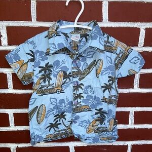 Rodin | Hawaiian surf style blue short sleeve button down shirt | size 24m